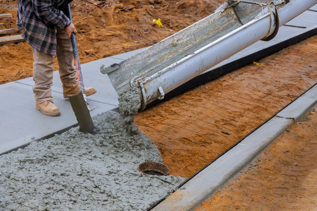 pouring concrete walkway